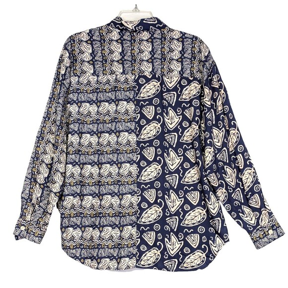 Vintage Segrets Sun Prints Womens Blouse Medium 100% Rayon Purple Multi Leaves - Picture 7 of 9